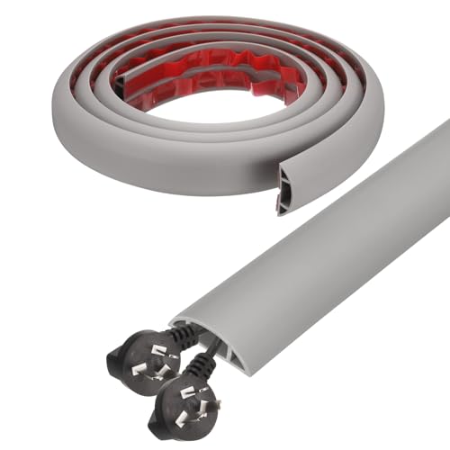 HARFINGTON 6ft Cord Cover Floor W0.6 x H0.33 Inner Channel PVC Hide Extension Cable Floor Wire Hider Wire Covers Protector for Prevent Cable Trips Cables Management, Grey - color: Grey, size: 6ft
