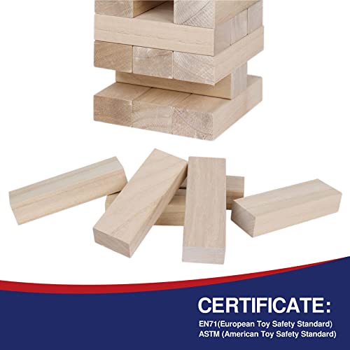 GOTHINK Giant Tumble Tower Game, Large Tumbling Tower Stacking to Over 3.2 FT 60pcs Wooden Jumbo Blocks for Outside Yard Games w/Carry Case Timber Stacking Game Night Toy Gift for Kids Adults Family - size: M-Over 3.2FT