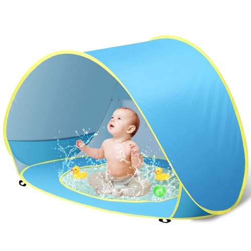 Baby Beach Tent Pop Up Beach Tents Baby Tent for Beach, Portable Shade Pool UV Protection Sun Shelter for Infant - color: blue