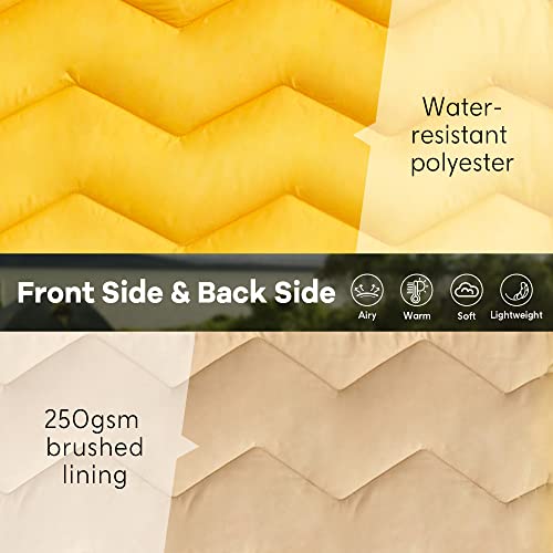 UNIKOME Waterproof Puffy Camping Blanket - Lightweight Packable Outdoor Quilt with Corner Loops, Warm Compact Blanket for Cold Weather Hiking Picnic Stadium Travel, 75"×52", Yellow - color: 07 Yellow