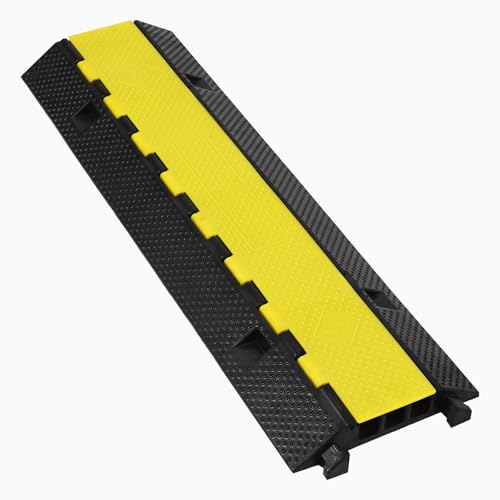 Rubber Cable Protector Ramp – Floor Cord Cover for Indoor & Outdoor Use, Non-Slip Cable Management Ramp for Driveways, Garages, Offices, Events, Vehicles & Pedestrian Safety