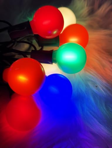 25Ft LED Christmas Outdoor String Lights, G40 Globe Night Lights with 27 0.6W Ceramic Multicolor Bulbs, Vintage Ceramic Lights for Holiday Party Backyard Wedding Garden Patio Porch Decor, Green Wire - color: Baked Multicolor, size: 25Ft