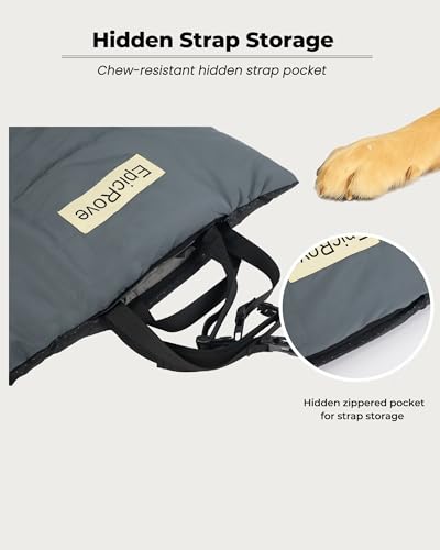 RovePad Trail Dog Bed Mat 43"x27" – Waterproof Non Slip Outdoor Travel Mat for Camping & Car – Silent Peachskin Roll-Up Pad for Medium & Large Dogs, Machine Washable - color: Grey