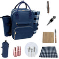 Truvelli Picnic Backpack for 2 with Blanket – 12-in-1 Insulated Picnic Basket Backpack Set with‬ Wine Holder, Cutlery & Cheese Board – Luxury Picnic Back Pack for Couples, Outdoor‬ Adventures, Blue - color: Blue