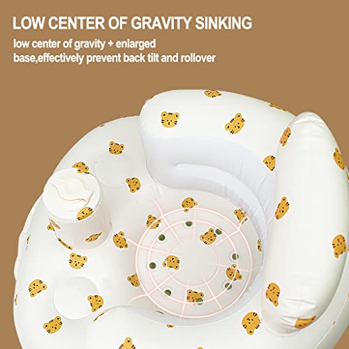 AirSwim Inflatable Baby Chair, Inflatable Baby Seat for Babies 3 Months and Up, Summer Blow Up Chair with Built in Air Pump, Bumbo Seat for Learning to Sit, Palying, Camping, Tiger - color: Tiger