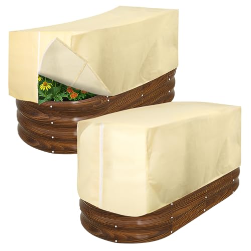 2 Pcs 102" x 51" Raised Garden Bed Cover for Winter Large Plant Covers Freeze Protection with Zipper Drawstring Frost Cloth Blanket Protection Box Bags for Garden Outdoor Plants Bush - size: 102 × 51 x 19.7 in