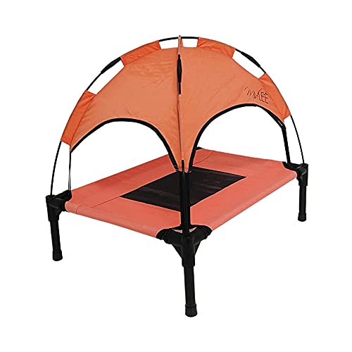 Midlee Salmon Dog Cot with Canopy (24" x 30")- Elevated Dog Bed Outside Dog Tent Carrying Bag - size: 24" x 30"