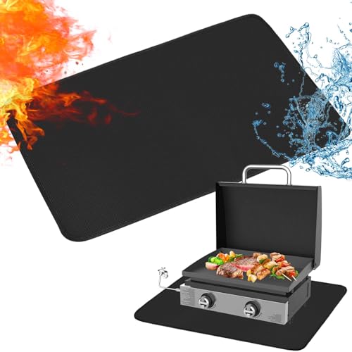 Heat Resistant Grill Mats for Outdoor Grill Compatible with Blackstone 17 & 22 Inch Griddle to Protect Your Prep Table and Outdoor Grill Table, Fire Proof & Water Proof & Oil Proof BBQ Mat - color: Black, size: 24x31x0.02in