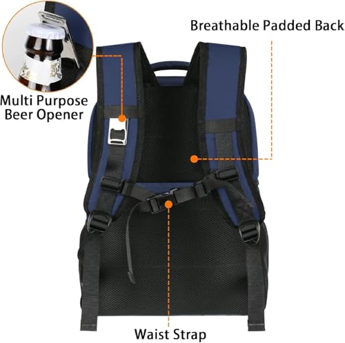 MATEIN Cooler Backpack, 26 Cans Insulated Lunch Backpack for Men Women, Leakproof Double Layer Lunch Cooler Bag Lightweight Soft Lunch Backpack with Cooler Compartment, Beach Camping Hiking Beer Gifts - color: Blue, size: 40 Cans
