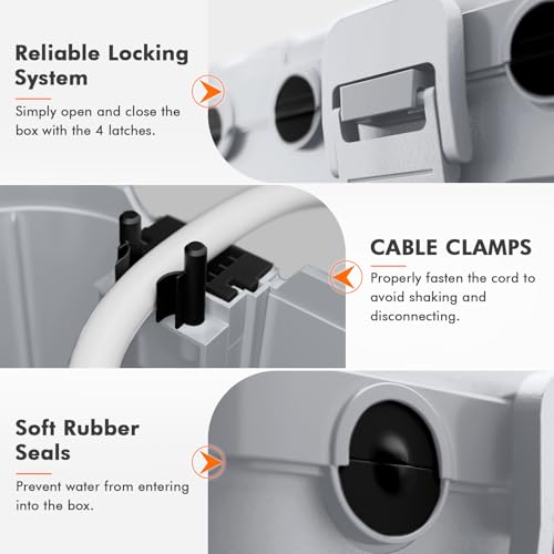 RESTMO 5-Piece Outdoor Waterproof Electrical Box Set – 12.5" x 8.5" x 5" Large & 7.1" x 2.3" x 2.3" Small, Weatherproof Boxes for Power Strip, Outlet, Plug, Socket, Timer, Holiday Light, Light Gray - color: Light Gray
