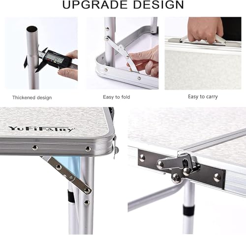 Folding Camping Table, 35''L x16''W Camp Aluminum Table with Adjustable Height Legs, Indoor Outdoor Lightweight Portable Folding Dining Table for Camp Picnic Beach Cooking 3Ft（3 Heights 10"/20"/27"） - color: Silver & Sage Gray, size: 35.4"L x 16"W x 27.48