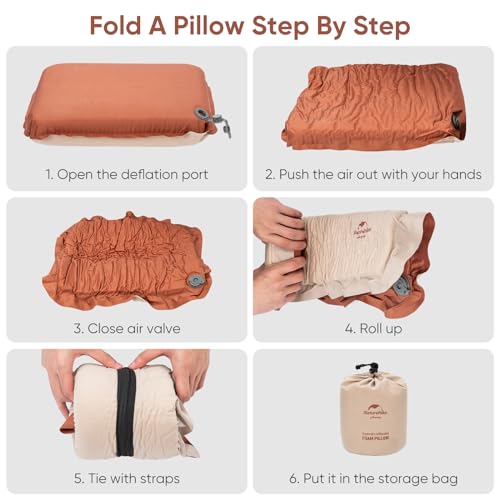 Naturehike Camping Pillow with Memory Foam, Self-Inflating Portable Pillow, Camping Essentials, Ergonomic for Neck Support, Travel Pillows for Camping, Airplanes, Hiking, Backpacking, Hammock - style: Camping Pillow