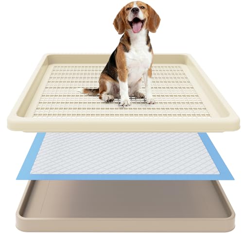 Dog Pee Pad Holder for Small and Medium Dogs, Two-Layer Mesh Dog Potty Tray, Indoor Puppy Pad Holder for Potty Training, Gentle on Paws, Easy-Clean Leak-Resistant Fits 22 × 22 Inches Pee Pads