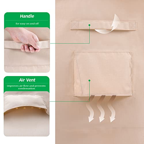 F&J Outdoors Waterproof Anti-UV Heavy Duty Rip-stop Fabric Extra Large Patio Furniture Covers, 140"x86" - color: Beige, size: 140"(W)×86"(D)×30.5"(H)