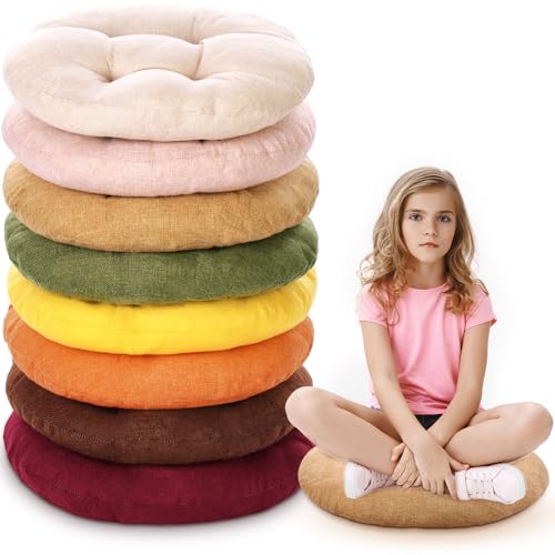 Fumete 8 Pcs 16 Inch Round Floor Cushions for Kids and Toddlers, Flexible Seating Classroom Furniture Floor Pillow for Home, Daycare, Preschool, Yoga and Meditation (Fall) - color: Fall