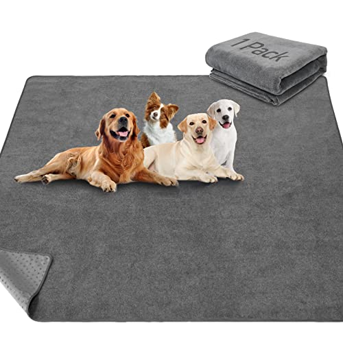 LOOBANI Non-Slip Washable Pee Pad for Dogs, 1 Pack Extra Large Reusable Dog Mat for Floor, Fast Absorbent Pet Whelping Pads, Puppy Playpen Mat for Incontinence, Housebreaking, Crate, 82x120in, Gray - size: 82"*120"(Pack of 1) Gray