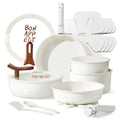 CAROTE 18Pcs Ceramic Cookware Set with Detachable Handle, Pots and Pans Set Non Stick, Non Toxic Kitchen Cooking Sets with Stand-Up Lid, PFAS and PFOA Free, Oven Safe, Induction Ready, Cream White - color: White