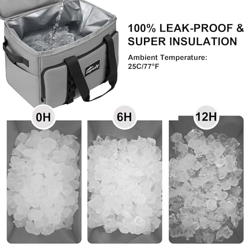 Cooler Bag 48-Can Insulated Leakproof Soft Cooler Large Collapsible Portable Travel Cooler Bags 32L for Picnic, Waterproof Soft Ice Chest for Camping, Beach, Fishing, Outdoor - 32 Quart - color: gray