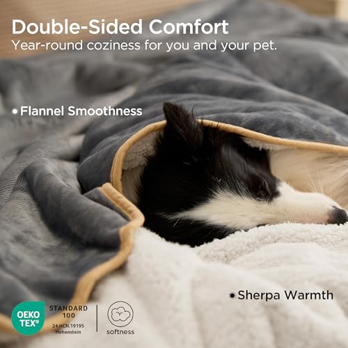 Bedsure Waterproof Dog Blankets for Medium Dogs Washable - Medium Cat Blanket for Couch Protection, Sherpa Fleece Puppy Blanket, Soft Plush Reversible Throw Furniture Protector, 30"X40", Grey - color: Grey, size: M(30x40")