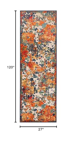 Superior Indoor Outdoor Runner Rug, Perfect for Patio, Bedroom, Kitchen, Living Room, Entryway, Playroom, Nursery, Carpet Cover, Abstract Splatter Modern, Kalina Collection, 2' 3" x 10', Cream - color: Kalina - Cream, size: 2'3" x 10' (Rectangular)