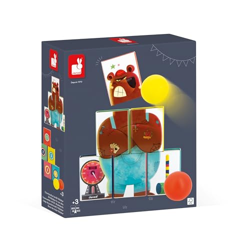 Janod - Applepop Tin Can Alley - Game of Skill - 6 Metal Tins + 2 Foam Balls - Outdoor Game - Develops Dexterity & Concentration - 3 Years +, J03359 - style: Tin Can Alley