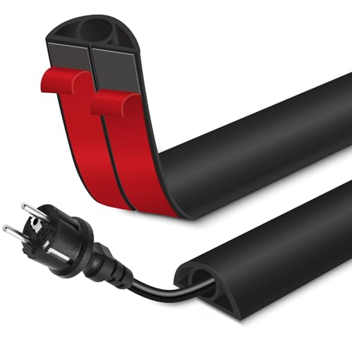 Floor Cord Cover for Wires on Floor Self Adhesive Cord Hider Floor Cable Management Wire Covers for Cords Protector Prevent Cable Trips Cord Cavity W 0.32" x H 0.32", Black, 10Ft - color: Black, size: 0.78 In x 10 Ft