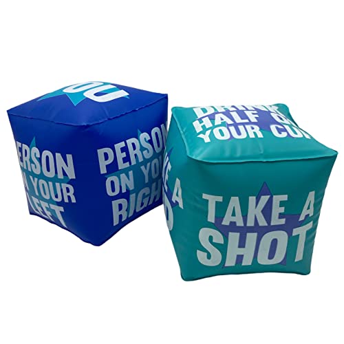 Giant Dice Drinking Game for Adults - Blow Up Dice PVC Inflatable and Reusable 2 Dice - 10" - Jumbo Dice for Indoor Outdoor Fun Games, Pool Parties, Lawn Floor Games
