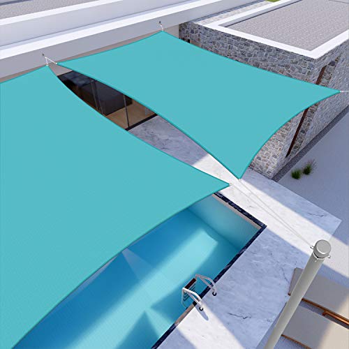 Windscreen4less 5'x5' Waterproof Sun Shade Sail Rectangle Shade Canopy Cover UV Block for Backyard Patio Deck Balcony Pergola Garden (Turquoise) - color: Turquoise, size: 5' x 5'