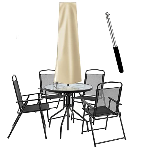 OKPOW Umbrella Covers for Outdoor Umbrellas - Small Patio Umbrella Cover for 6 ft to 9 ft Outdoor Table Umbrella - Waterproof Windproof Anti-UV Garden Parasol Covers, Khaki - color: Khaki