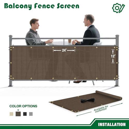 2.5'x6' Balcony Privacy Screen Fence Panels Outdoor Deck Shade Fencing, Apartments Railing Cover UV Protection Outside Screen for Patio Porch, Brown - color: Brown, size: 2.5'x6'