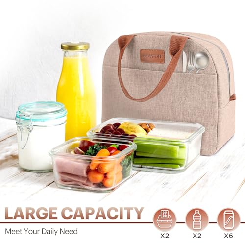 Lunch Bag for Women & Men Adult Insulated Lunch Box, Small Leakproof Cooler Food Lunch Containers Reusable High Capacity Lunch Tote Bags for Work, Travel, Outdoor (KHAKI) - color: Khaki