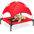 Best Choice Products 30in Elevated Cooling Dog Bed, Outdoor Raised Mesh Pet Cot w/Removable Canopy Shade Tent, Carrying Bag, Breathable Fabric - Red - color: Red, size: 30in