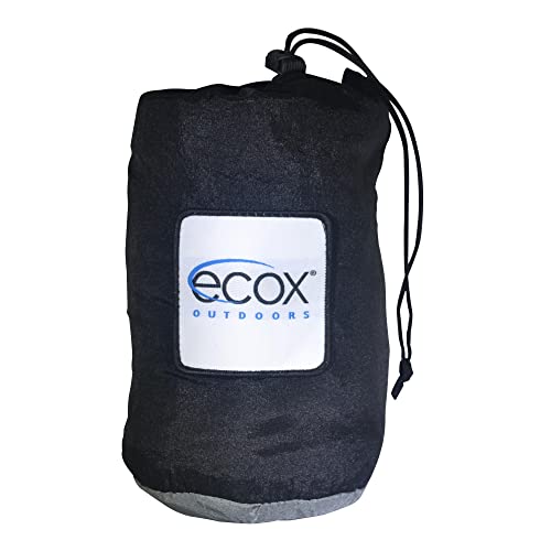 ecox Outdoors Parachute Hammock Single with 2 Tree Straps, Portable Lightweight Nylon Comfortable for Backpacking, Camping, Travel, Beach, Backyard, Patio, Hiking - color: Black-grey