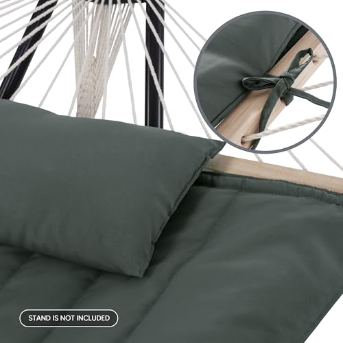 SUNCREAT Portable Double Rope Hammock with Pad, Two Person Tree Hammock for Garden, Backyard, Patio, Poolside, Gray Green - color: Gray Green