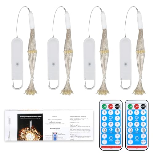 Starburst Sphere Lights with Remote Control 120 LED Firework Light 8 Modes Wedding Decorative Hanging Lights for Party Patio Garden Warm White 4 Pack - size: 4Pack