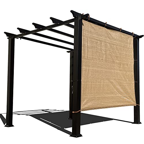 Sun Shade Privacy Panel with Grommets on 4 Sides for Patio, Awning, Window Cover, Pergola or Gazebo (Walnut, 8' x 5') - color: Walnut, size: 8' x 5'