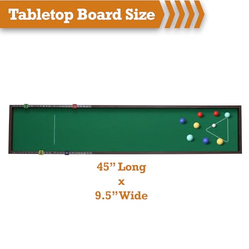 Sterling Games Tabletop Bowling Combo Set, Wooden Arcade Board with Marbles and Pins, Indoor Table Top Game for Kids and Family - style: Bowling/Bocce
