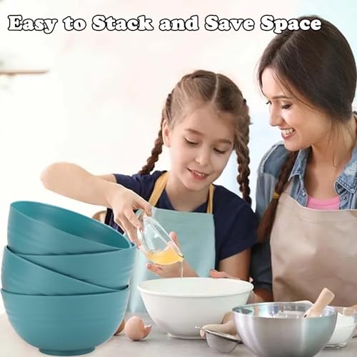 Unbreakable Wheat Straw Cereal Bowls Set of 4, 24 OZ Microwave and Dishwasher Safe Lightweight Soup and Salad Bowl Sets, Reusable Dessert Bowls for Rice, Pasta, Snack, Fruit, BPA Free (Dark Green) - color: Dark Green