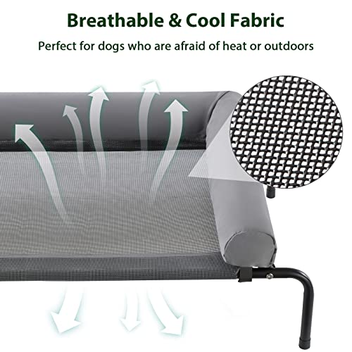 Cooling Elevated Dog Bed for Large Dogs – Waterproof Raised Dog Cot with Slope Headrest, Breathable Teslin Mesh, Durable & Portable Pet Bed for Indoor and Outdoor Use, Grey - color: light gray, size: 54.0"L x 34.0"W x 8.0"Th