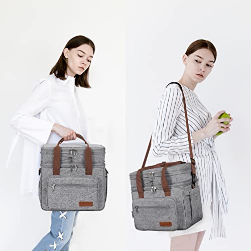 Maelstrom Lunch Box, 23L Insulated Lunch Bag, Expandable Double Deck Cooler Bag, Lightweight Leakproof Tote Bag With Side Tissue Pocket, Suit For Men and Women (B. Gray) - color: B. Gray