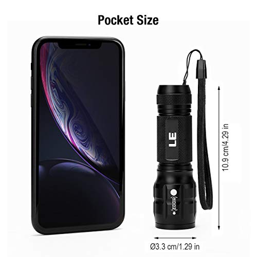 Lighting EVER LED Flashlights High Lumens, Small Flashlight, Waterproof, Adjustable Focus Flash Light for Outdoor, Emergency, Camping, AAA Batteries Included, 2 Pack - color: Black