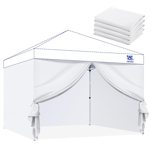 Fanpat Instant Canopy Tent Sidewalls for 10x10 Pop Up Canopy 210D Waterproof,4 Piece Sidewalls, with Doors,White(4PCS Sidewalls Only, Canopy Tent NOT Included) - color: White