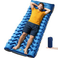 Inflatable Camping Mat, Ultra-Lightweight Sleeping Pad with Built-in Pillow & Foot Pump, Camp Pads for Backpackers, Hikers & Outdoor Enthusiasts, Easy to Carry, Gifts - color: Blue+grey