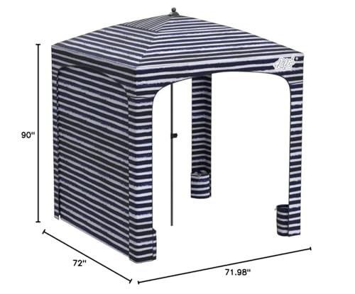 Qipi Beach Cabanas for Sand, Beach Canopy with Sandbags & Side Wall for Family, Easy Set Up Sun Shelter, UPF 50+ UV Protection with Roof Vent - color: 6' x 6' A-Sailor Stripes