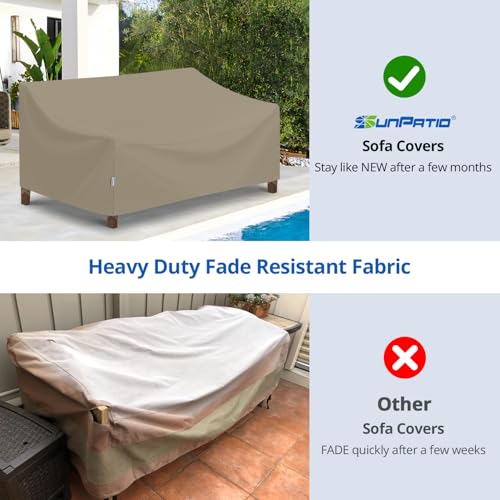 SunPatio Outdoor Couch Cover 80 Inch, Heavy Duty Waterproof 3-Seater Patio Sofa Cover with Seam Taped, Fade & Wind & Rip Resistant, 80" W x 36" D x 30" H, Taupe - size: 80" W x 36" D x 30" H