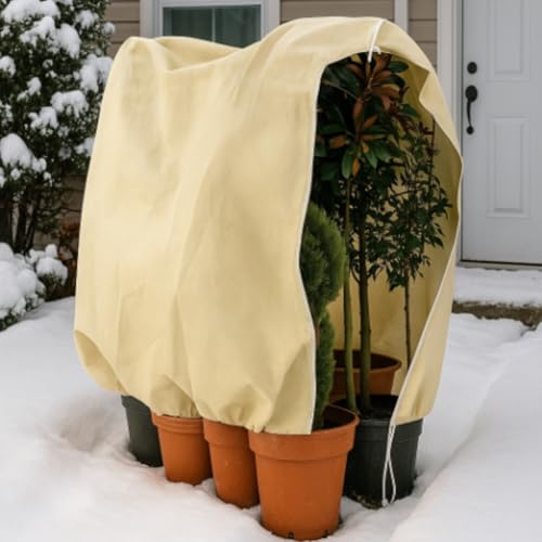 2 Pcs 47" x 70.8" Raised Garden Bed Cover for Winter Large Plant Covers Freeze Protection with Zipper Drawstring Frost Cloth Blanket Protection Box Bags for Garden Outdoor Plants Bush - size: 47 × 24 x 70.9 in