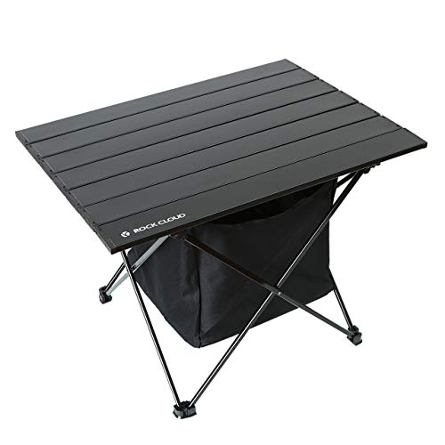 ROCK CLOUD Portable Camping Table Ultralight Aluminum Camp Table with Storage Bag Folding Beach Table for Camping Hiking Backpacking Outdoor Picnic, Size M - color: Black, With Storage Bag, size: Medium