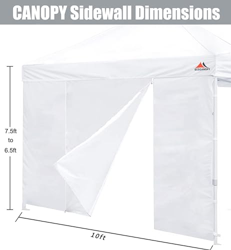 SCOCANOPY Door for 10x10 Canopy Frame Two Central Zipper Design for Easy Entry and Exit,1 Pack Sunwall Only,White - color: White, size: 10X10