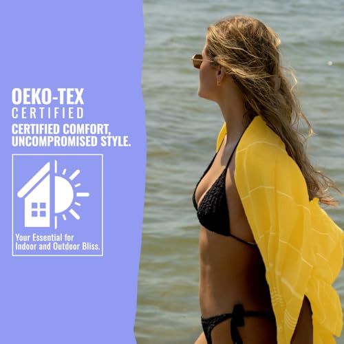 Beach Towel 100% Cotton Turkish Beach Towel Adult 38x70 Inch Pre-washed Absorbent Extra Large|Sand Free Quick Dry BathTowels|Lightweight Blanket|Travel Cruise Camping Spa Gym Yoga Sports Towel|Yellow - color: Bright Yellow