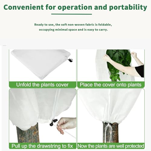 Heavy-Duty Plant Cover with Zipper, Frost Protection Windproof Waterproof Reusable Garden Blanket, Winter Plant Frost Protection Covers for Shrubs, Trees & Outdoor Plants